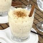 Creamy rice pudding on a glass