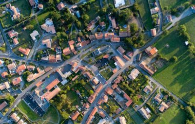 Vue aérienne d'un quartier résidentiel