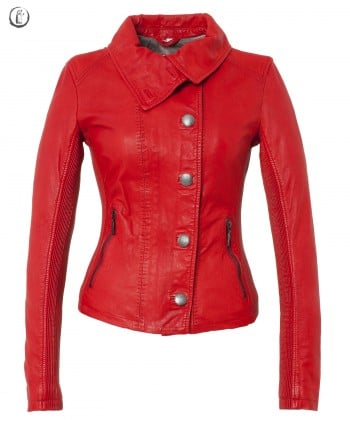 blouson cuir femme oakwood rouge